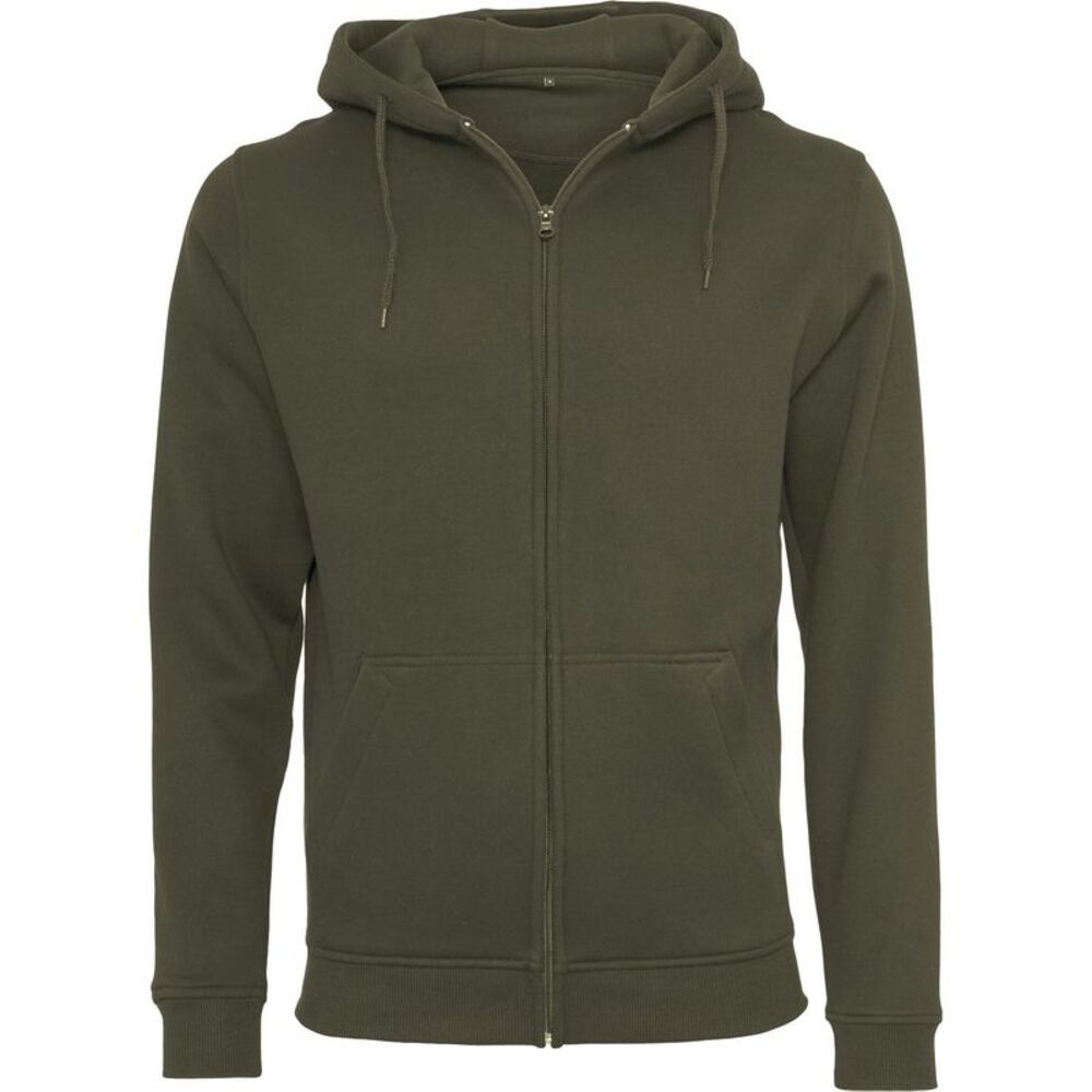 Build Your Brand Mens Heavy Zip Up Hoodie / Olive
